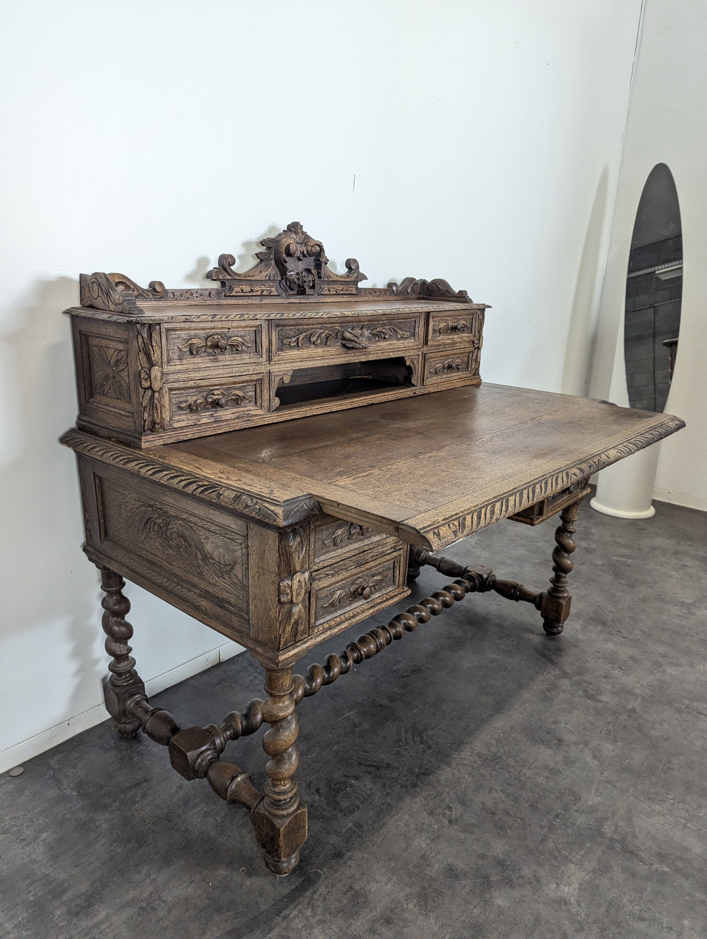 Louis XIII style oak desk