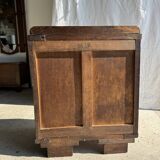 Art Deco wooden bedside table with marble top and one drawer
