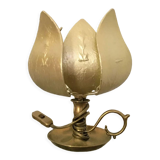 Lampe dorée  forme fleur  vintage