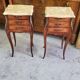 Pair of rosewood bedside tables with marble top