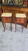Pair of rosewood bedside tables with marble top