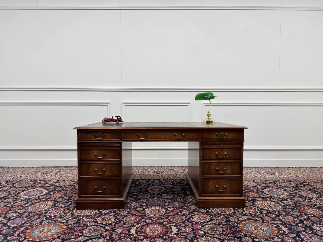 Classic English Desk with Black Inlay