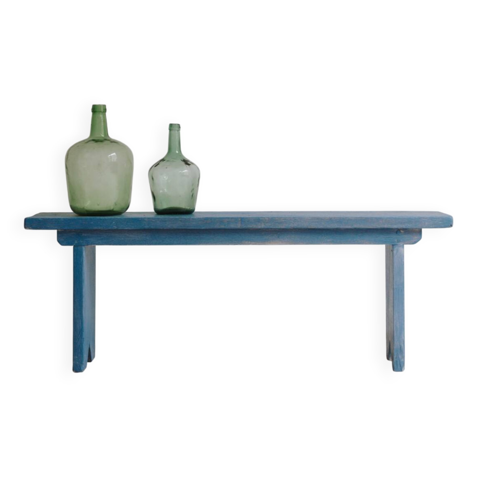 Bench in gray oak with blue hues