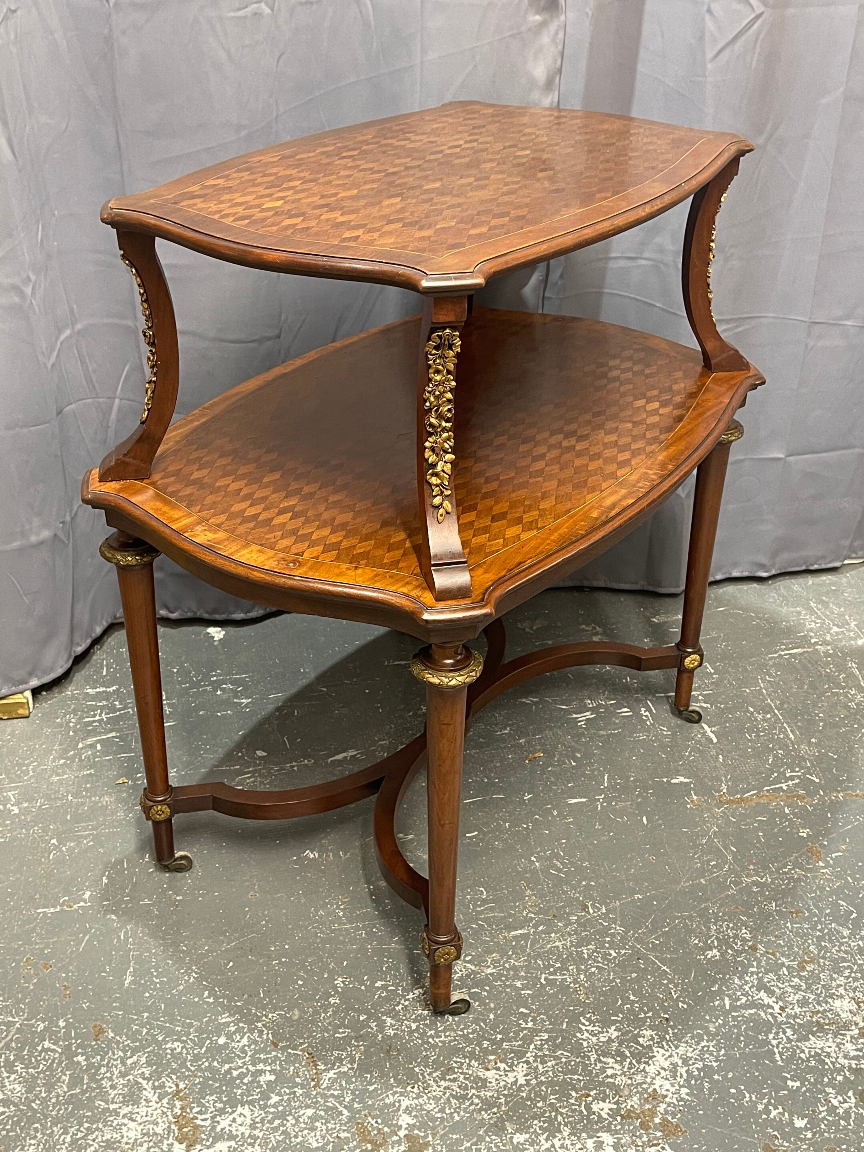 Tea table, marquetry living room table, early 20th century