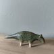 Sculpture figurine animal stoneware enameled stamped handmade