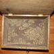Old box with inscription, fittings, lock and key