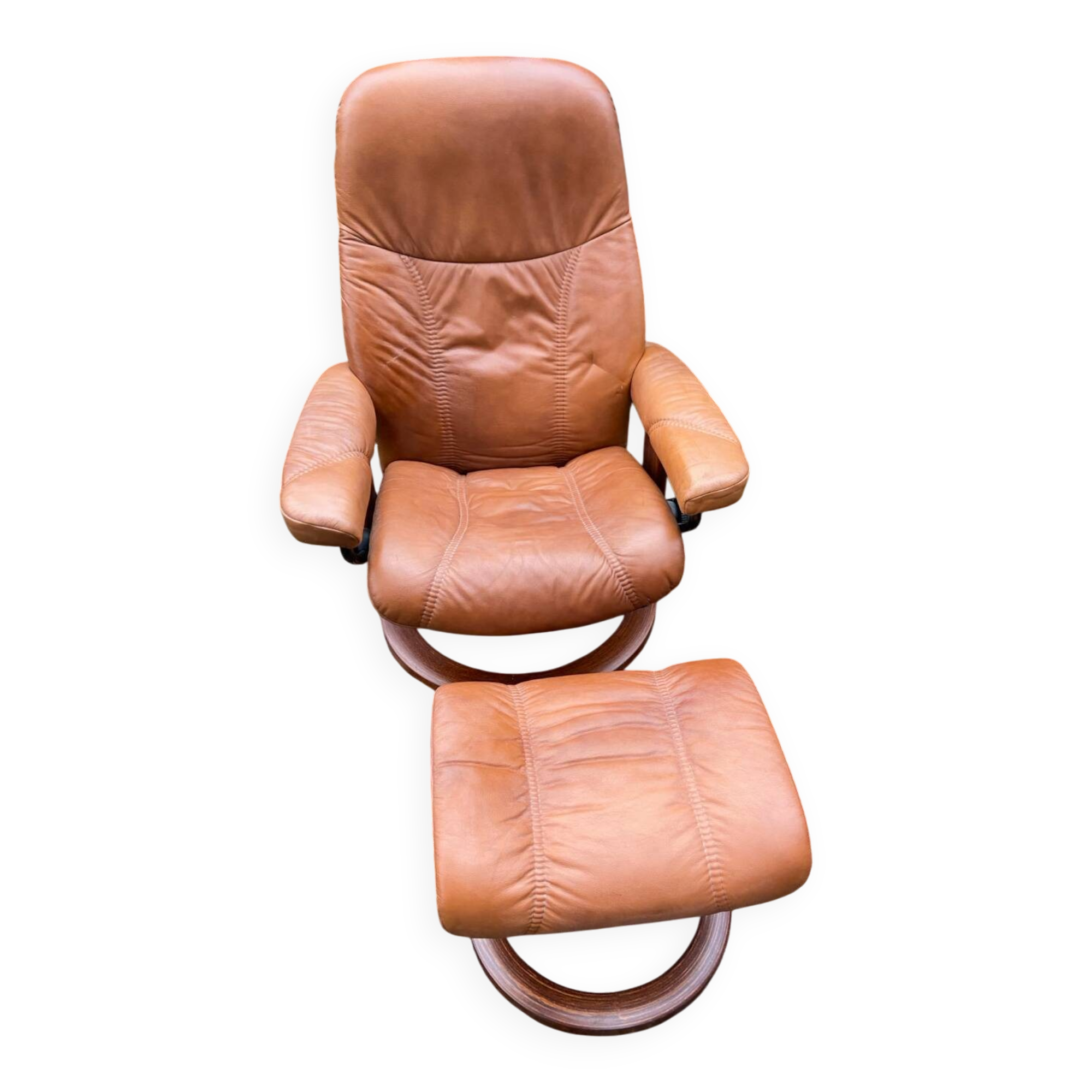 Stressless armchair and footrest set from the 70s/80s.
