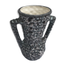 Vase ancien avec anses céramique écumes gris & blanc vintage