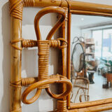Rattan mirror wall cloakroom 70x35cm