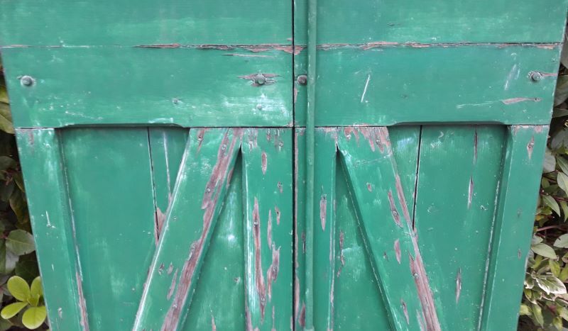 Pair of shutters H125xL87cm old painted fir