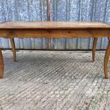 Antique Louis XV style farmhouse table in solid cherry wood.