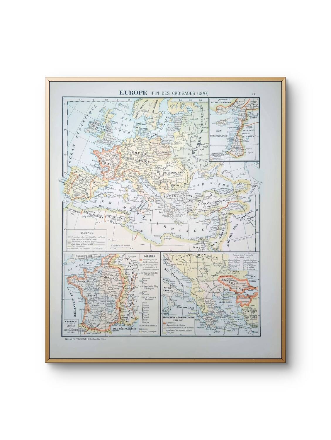 Printed in 1900, Europe in 1270. Original Authentic Vintage.