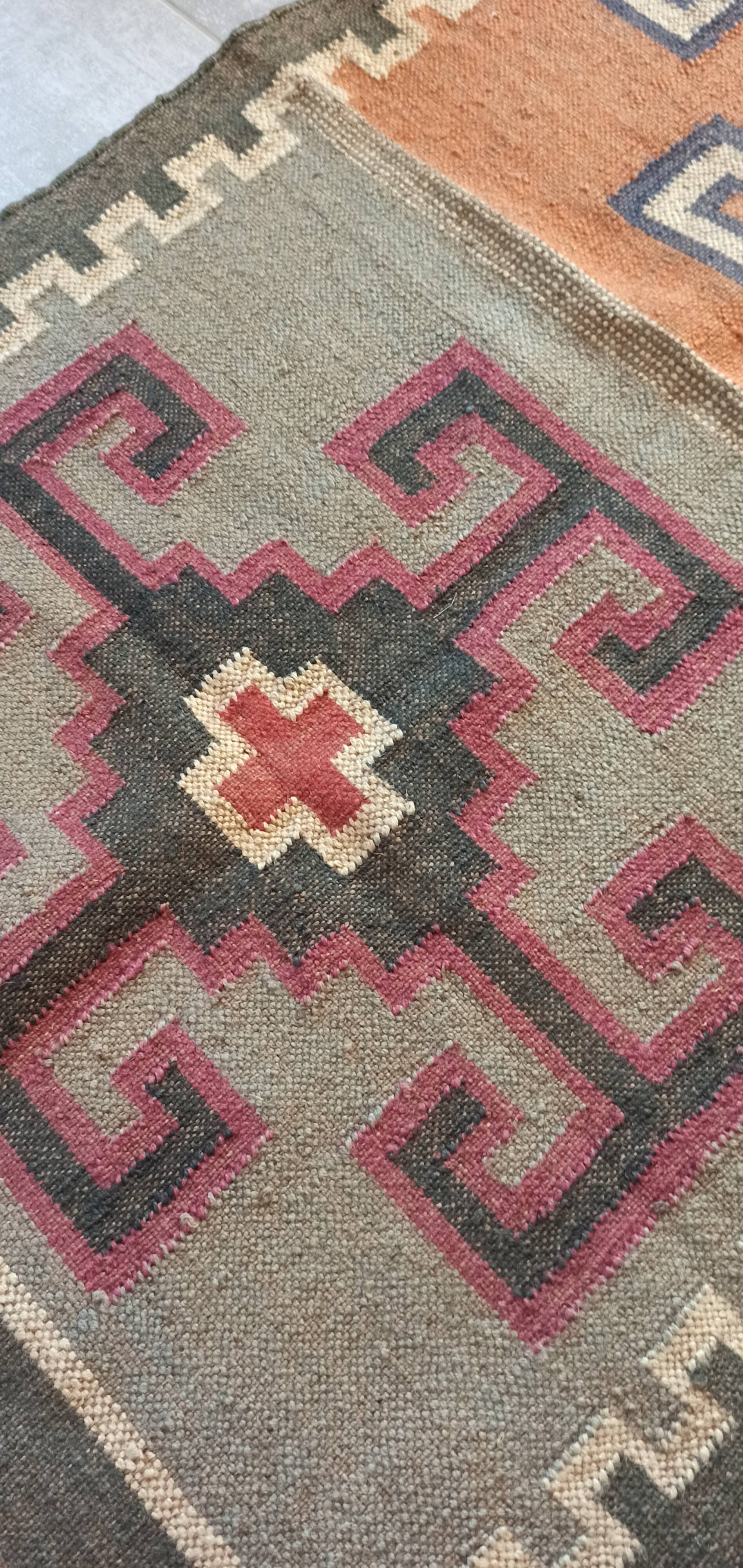 Tapis Kilim en coton et toile de jute - 90cm x 160cm
