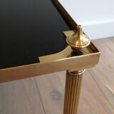 Rectangular coffee table in brass and black lacquered glass
