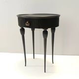 Table d'appoint, table de chevet ovale en hêtre noir ébénisé, Italie