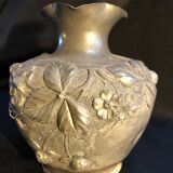 Embossed pewter vase with floral motifs 1930