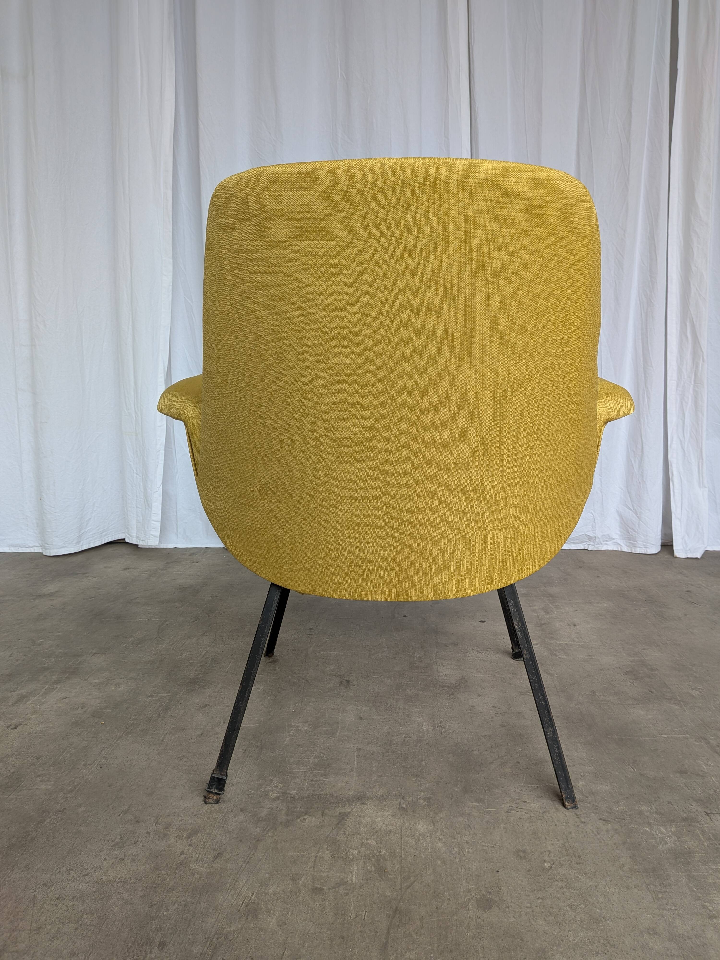 Vintage Mid-Century Modern Yellow Fabric Armchair - Alvin Lustig Style