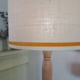 Light wood floor lamp with Art Deco wooden shelf