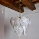 Chandelier "Leaves" 2 levels, frosted glass, Murano Mazzega, italy 1960