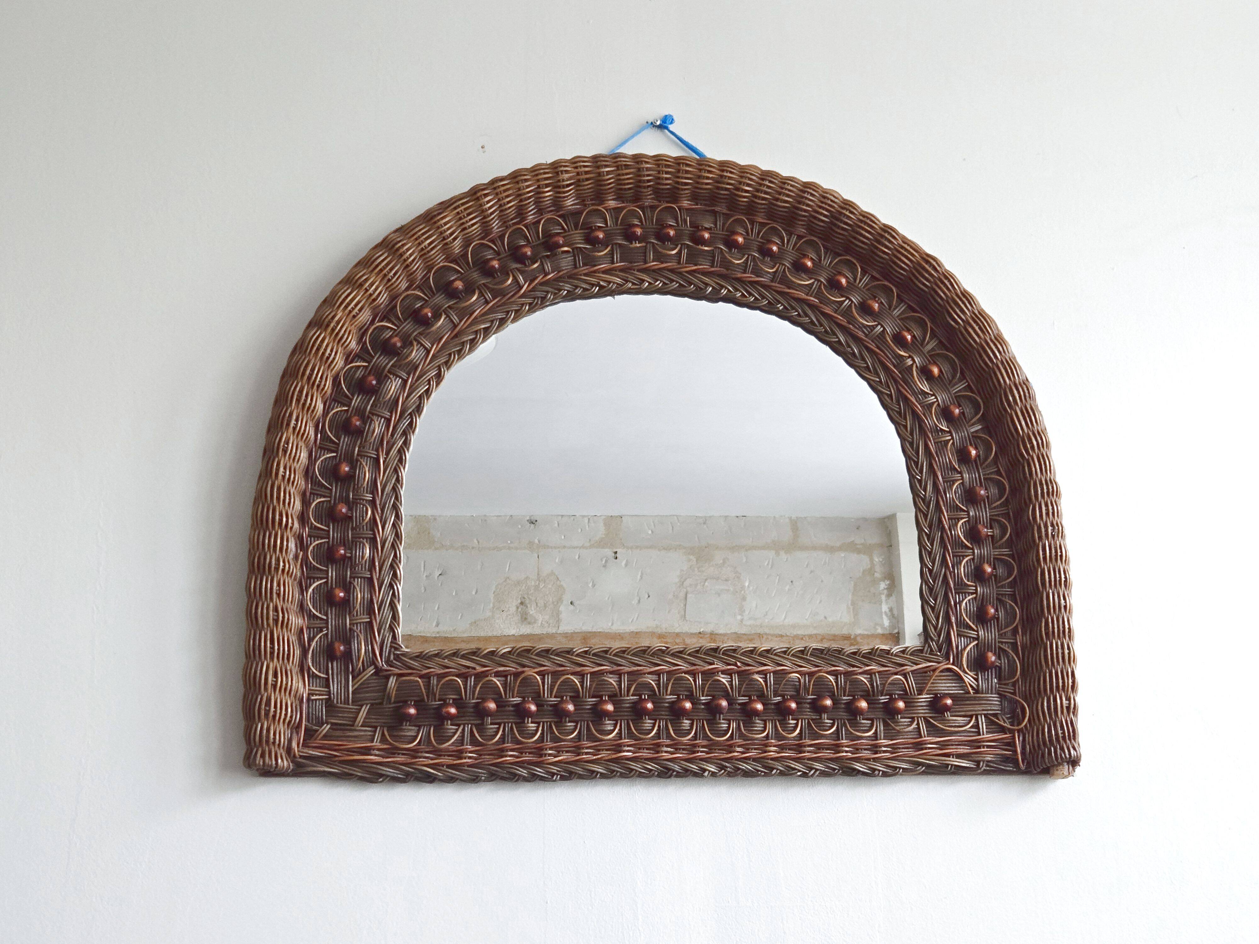 Vintage rattan mirror 1960