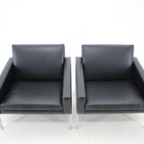 1960s Pair of Steel and Leather Armchairs by Lübke, Germany