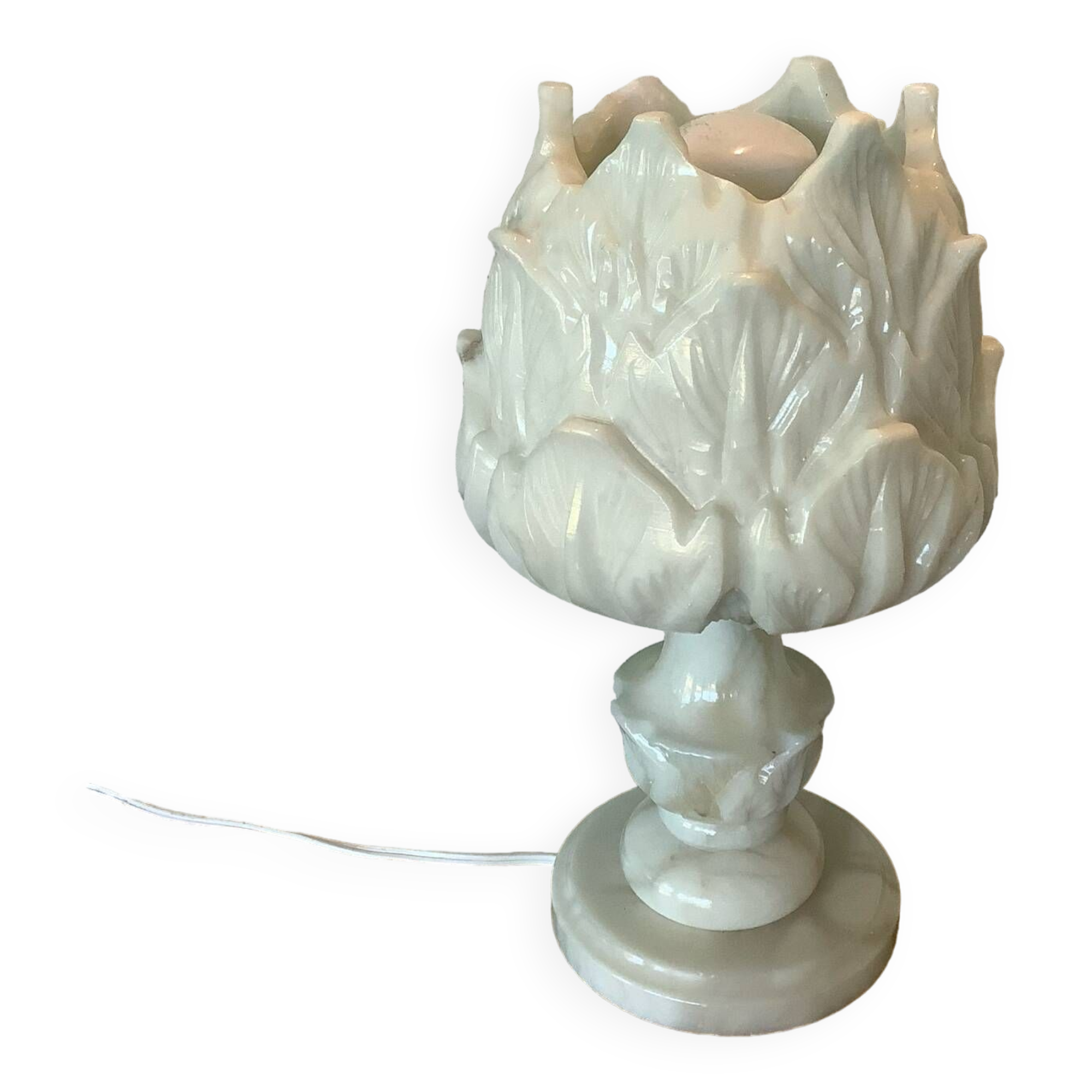 Alabaster lamp depicting an artichoke, 1940s-1950s