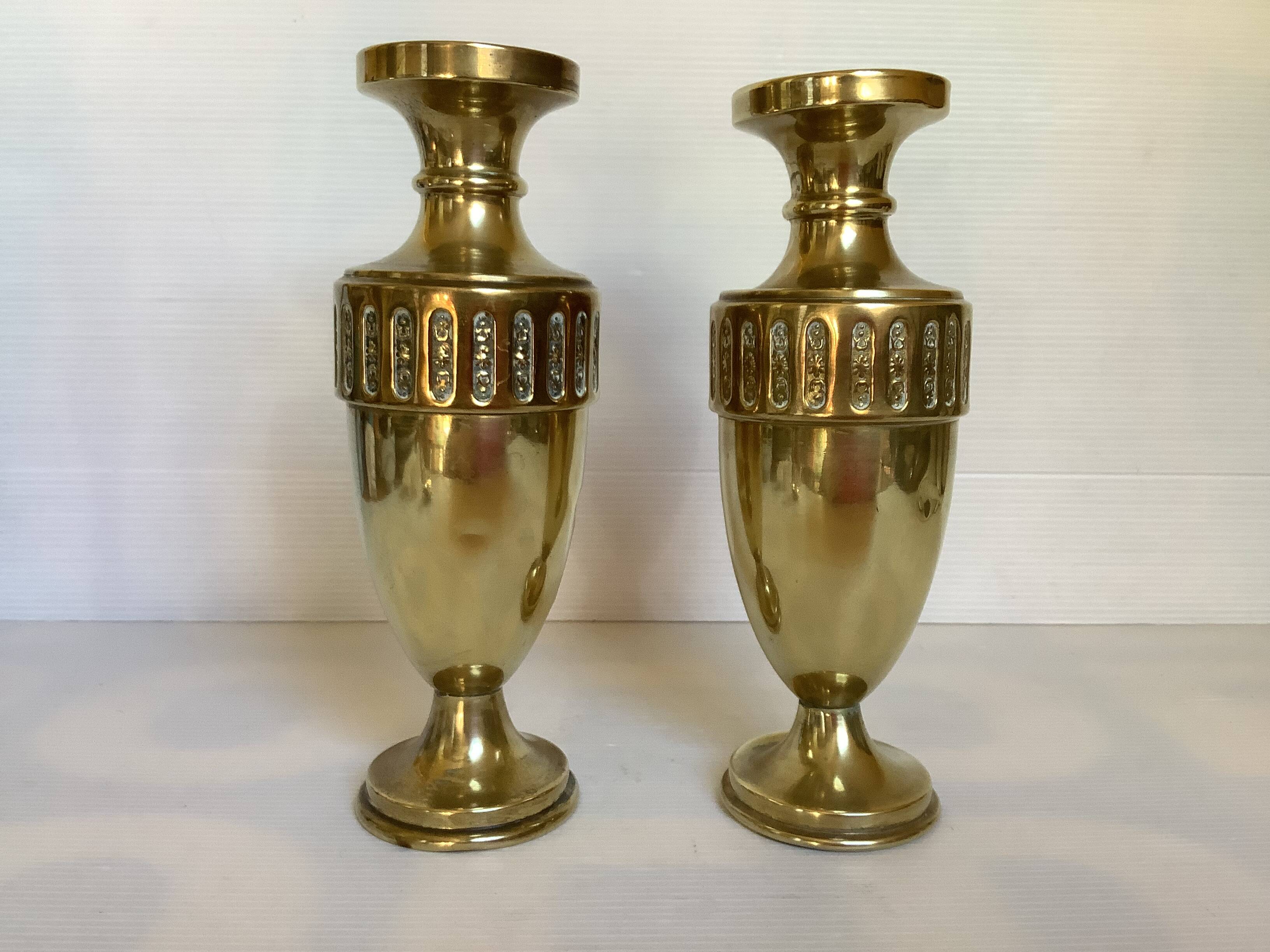 Pair of brass vases