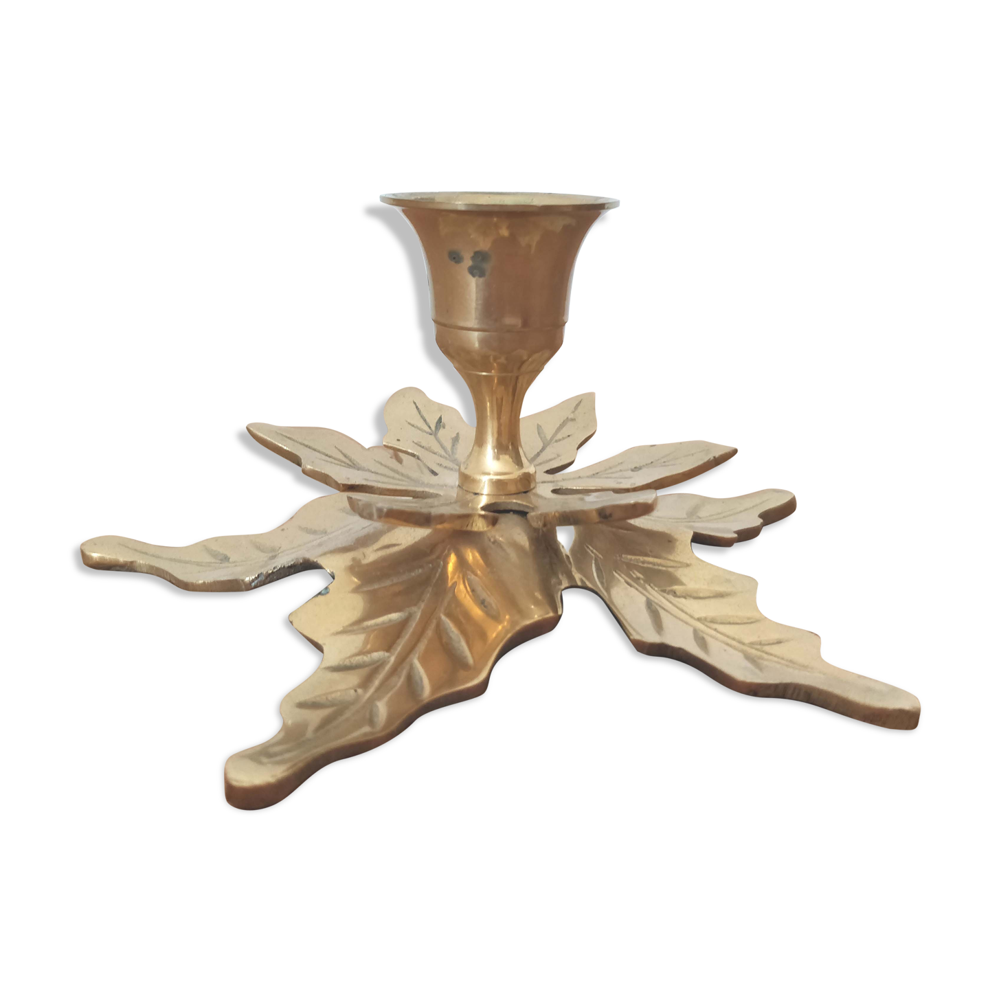 Bougeoir leaves in brass 70s