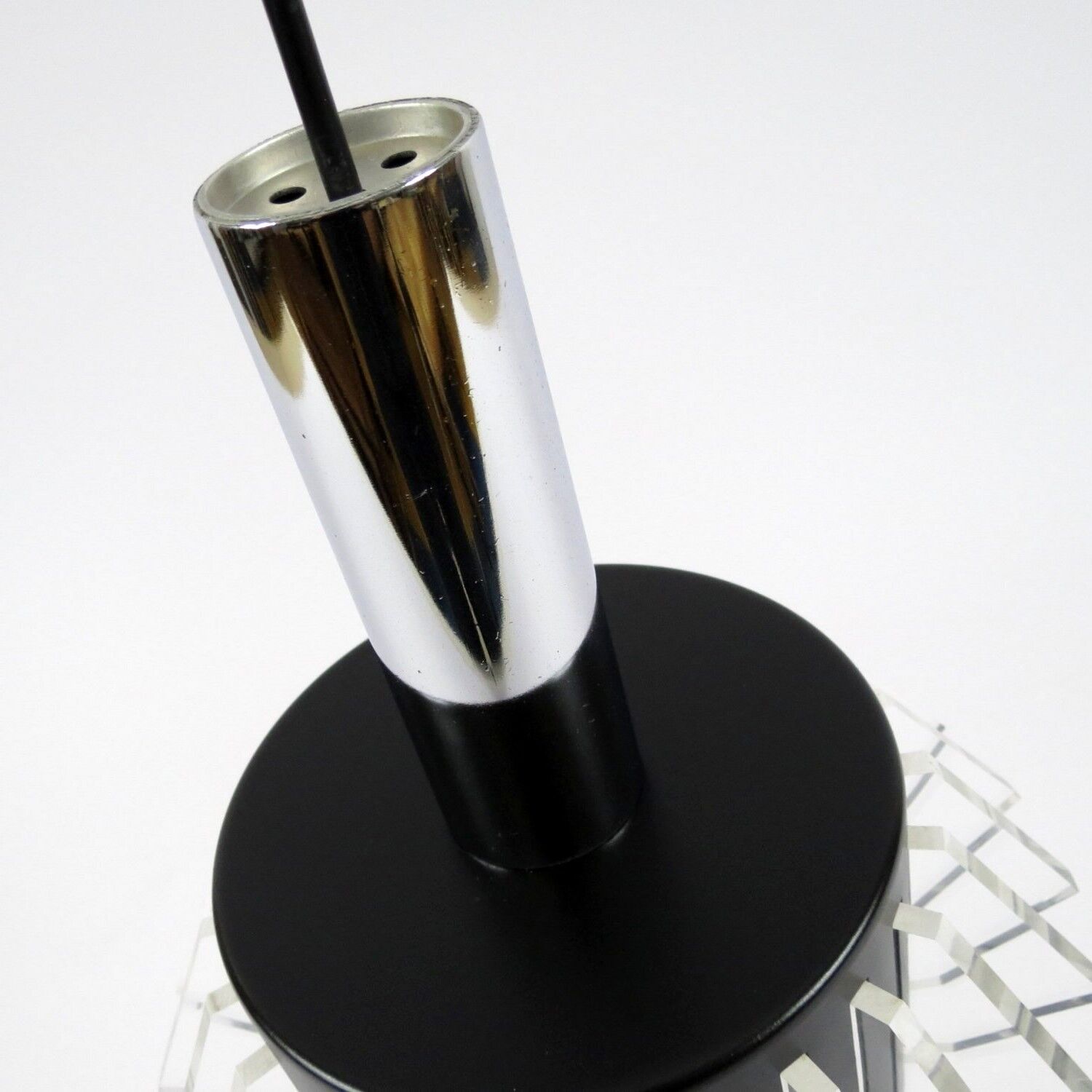 Set of 2 space age lucite and metal pendants, 1970s