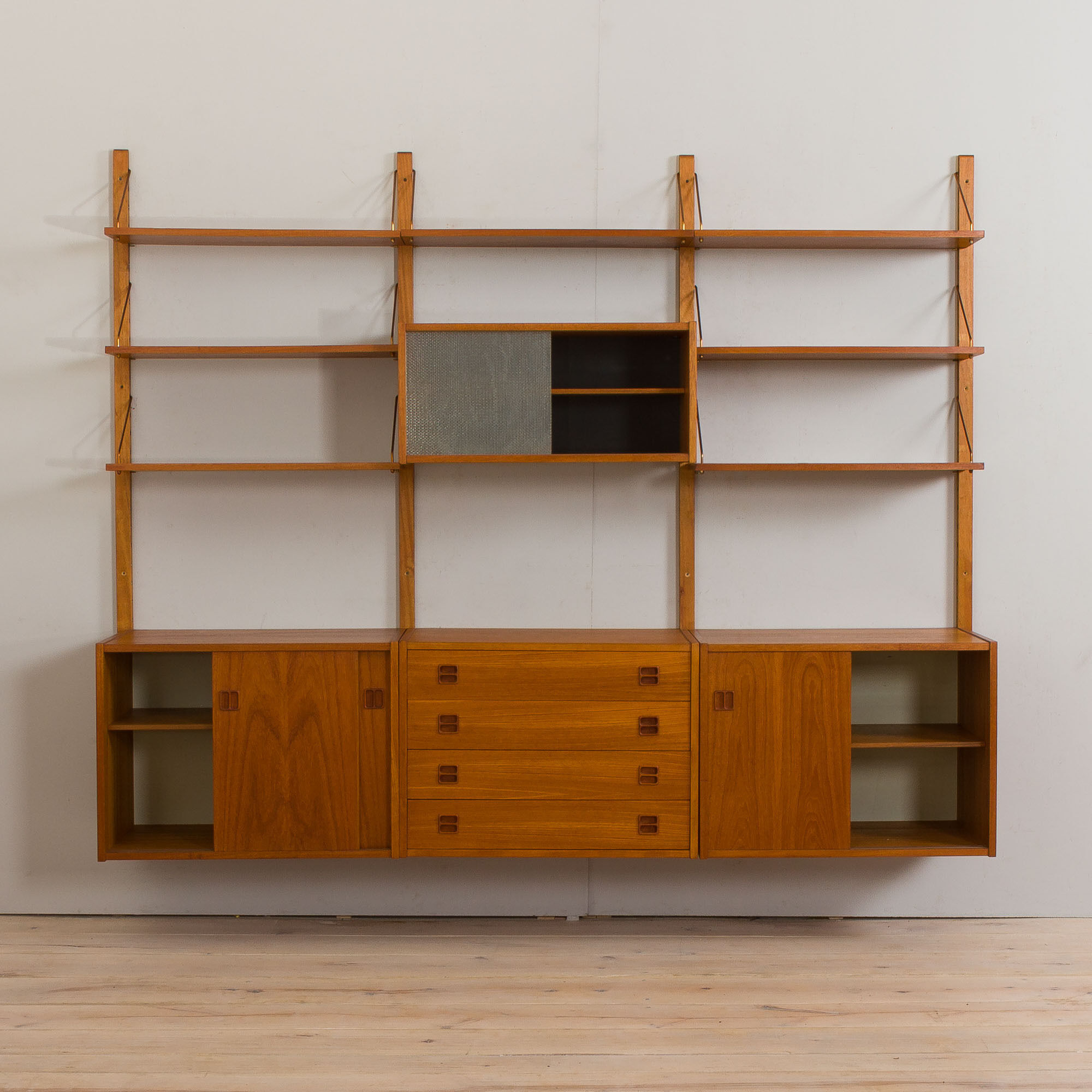 Vintage danish modular teak bookcase 1970s