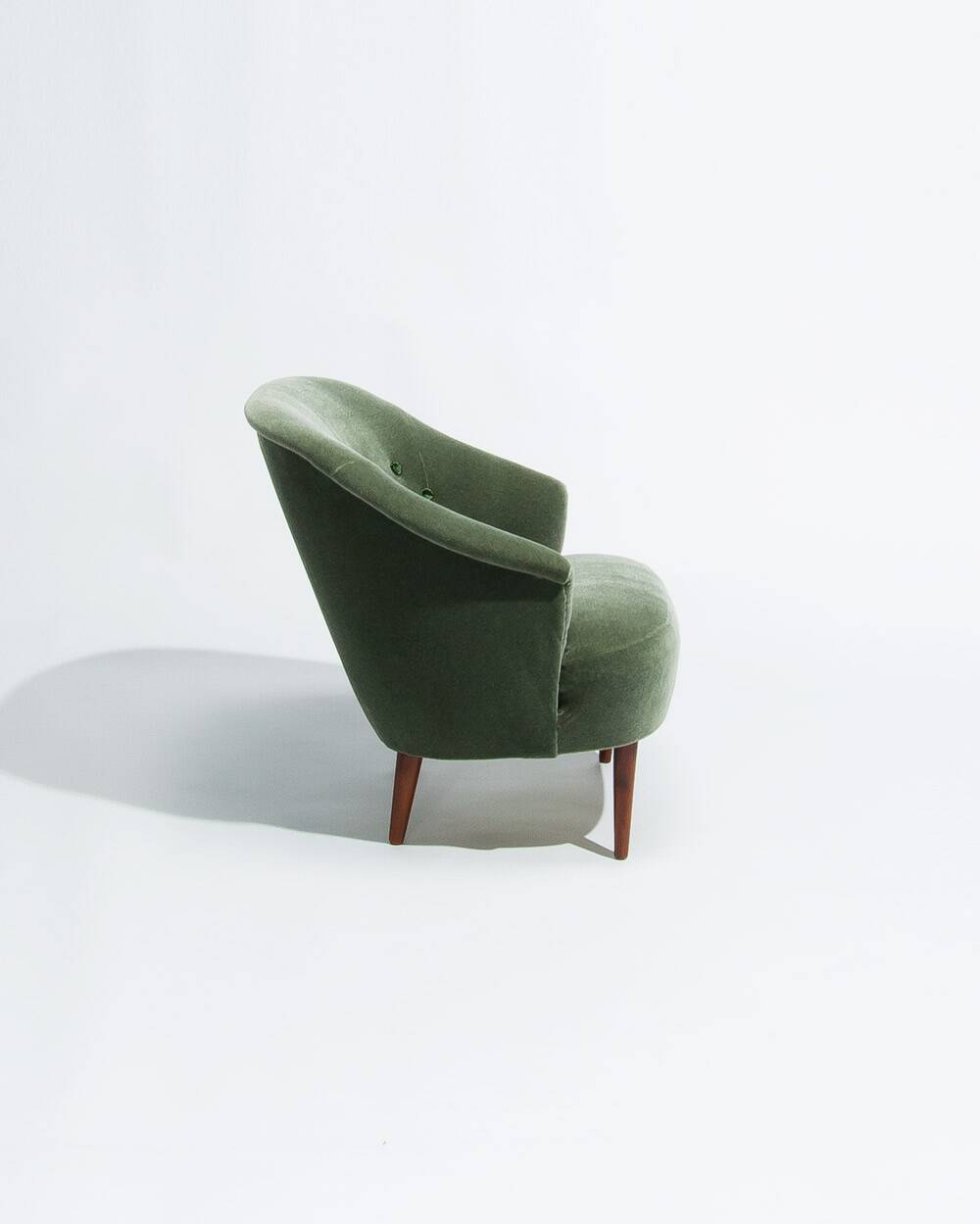 Carl Malmsten Swedish Lounge Chair, 1950s, in Mohair Velvet by Chase Erwin