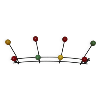 Wall coat hook vintage taste colored wooden balls