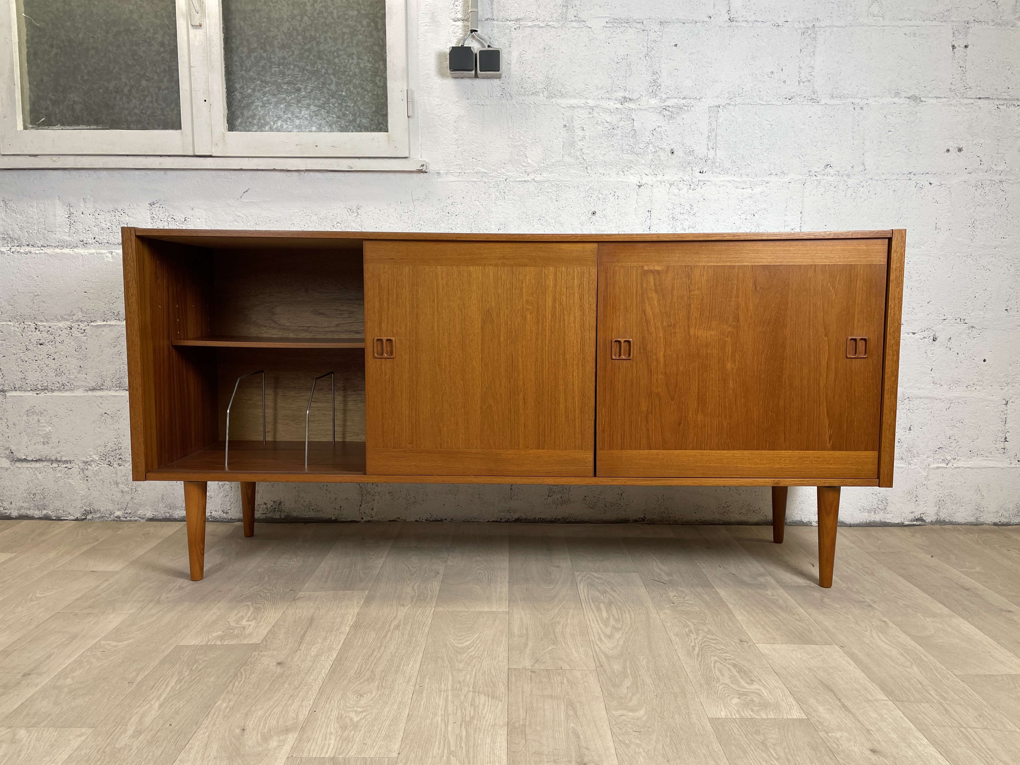 Large vintage Scandinavian teak row signed Clausen & Son, 60s