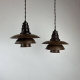 Pair of 1930s Poul Henningsen pendants in patinated Copper model 2/2