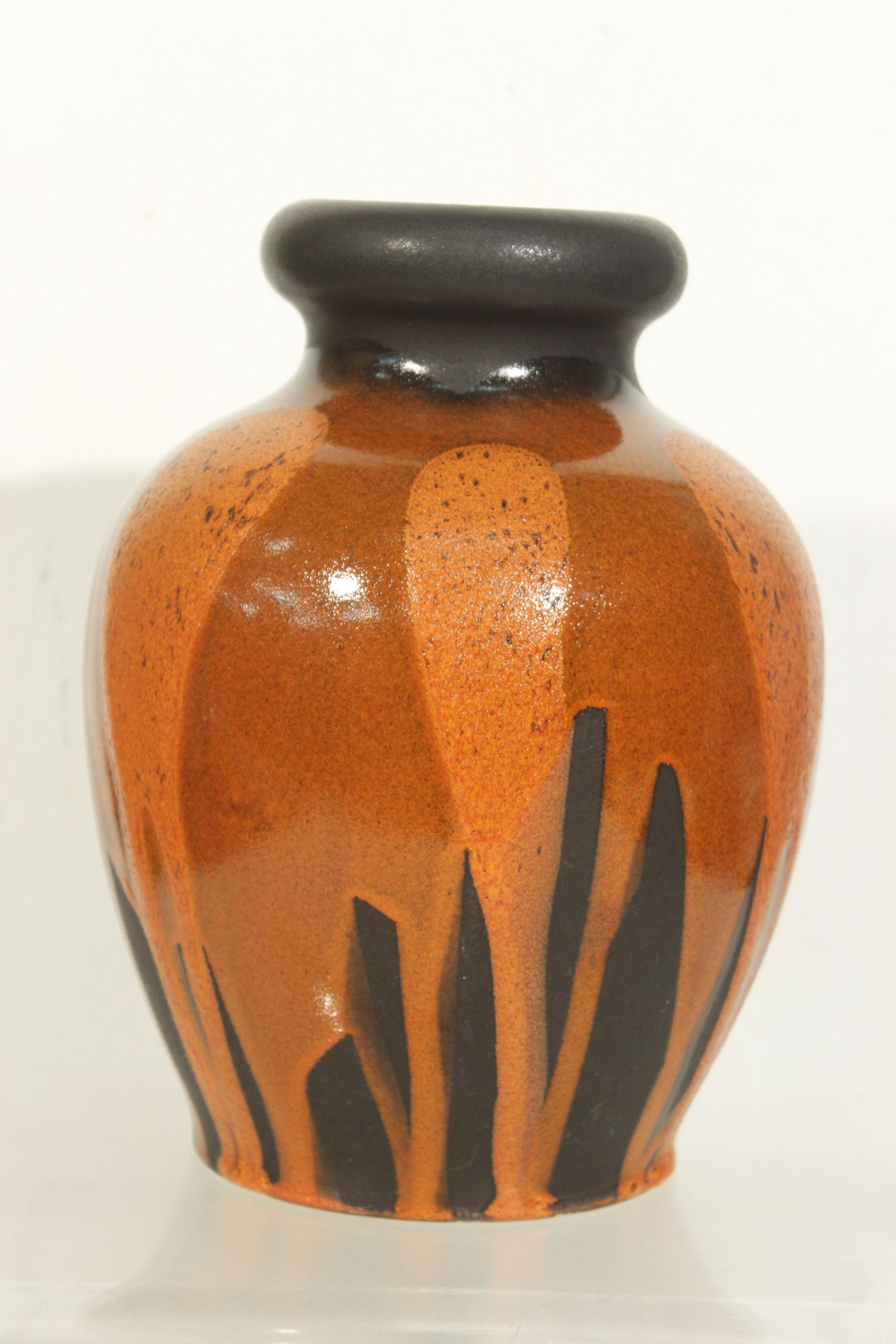 Vintage vase Fat Lava black & orange by Steuler, Germany 1960s