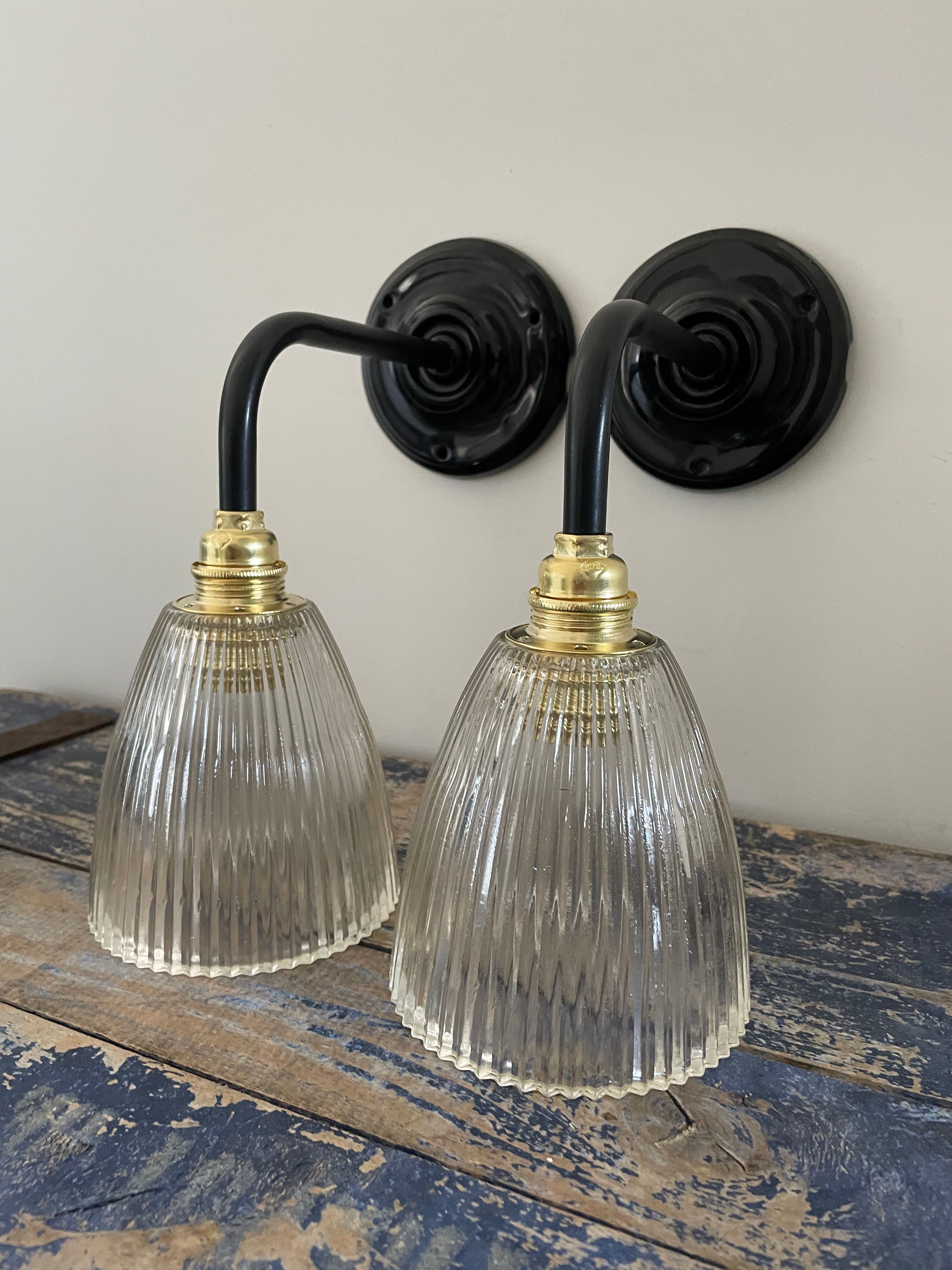 Pair of holophane vintage wall sconces