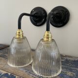 Pair of holophane vintage wall sconces