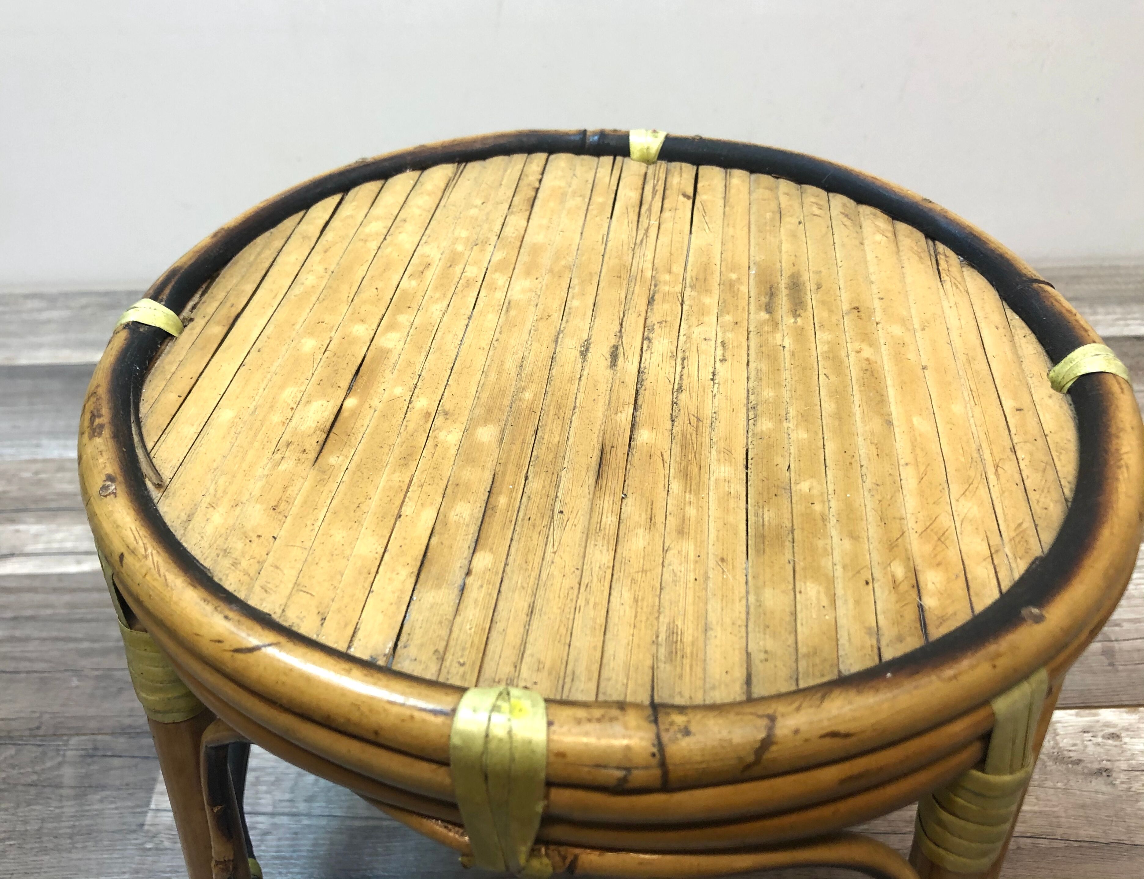 Mini table door door rotin bamboo vintage 70 crafts France