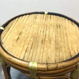 Mini table door door rotin bamboo vintage 70 crafts France