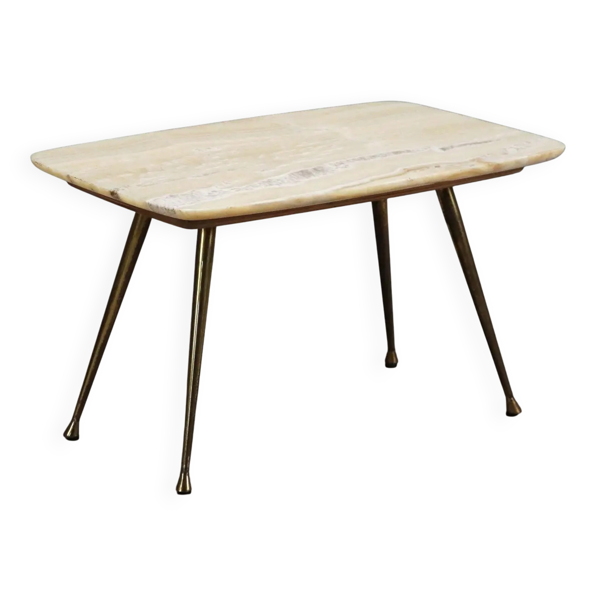 Vintage coffee table in onyx and brass, design, Italy, 1950s-1960s