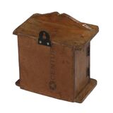 Small old wall display case clock box patina original india