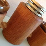 Five-headed chandelier in wood and ceramic Scandinavian style / vintage 60s-70s