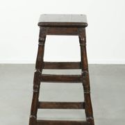 Tabouret en chêne anglais ancien / tabouret à joints du XVIIIe siècle