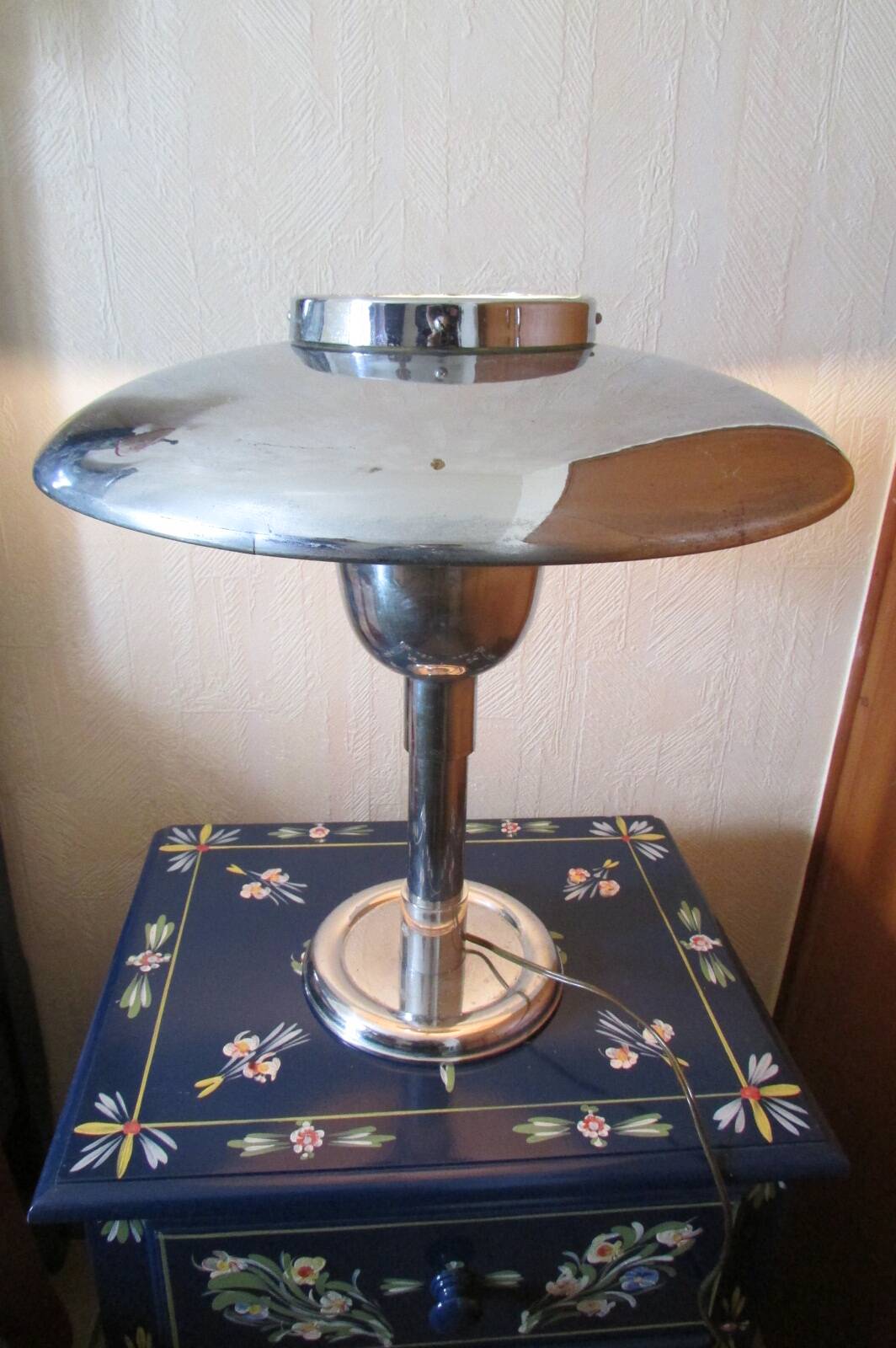 Vintage chrome mushroom lamp, industrial style