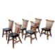 6 scandinavian wood & vinyl chairs, 1960s