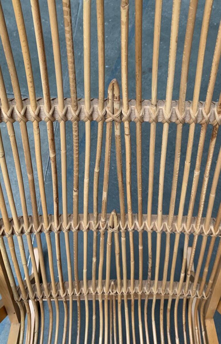 Mid-century German rattan rocking chair from Deutschen Werkstätten Hellerau, 1960s.