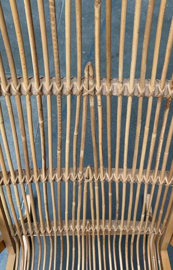 Chaise à bascule en rotin allemande du milieu du siècle des Deutschen Werkstätten Hellerau, années 1960