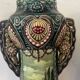 Pair of Art Nouveau slipware vases, hand-painted decoration.