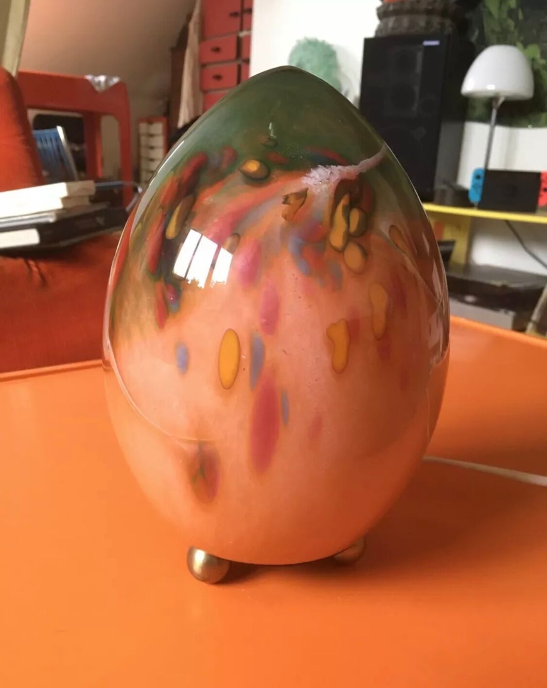 Egg Lamp Artisanal To Pose Blown Glass Glassware Art Silky Essonne