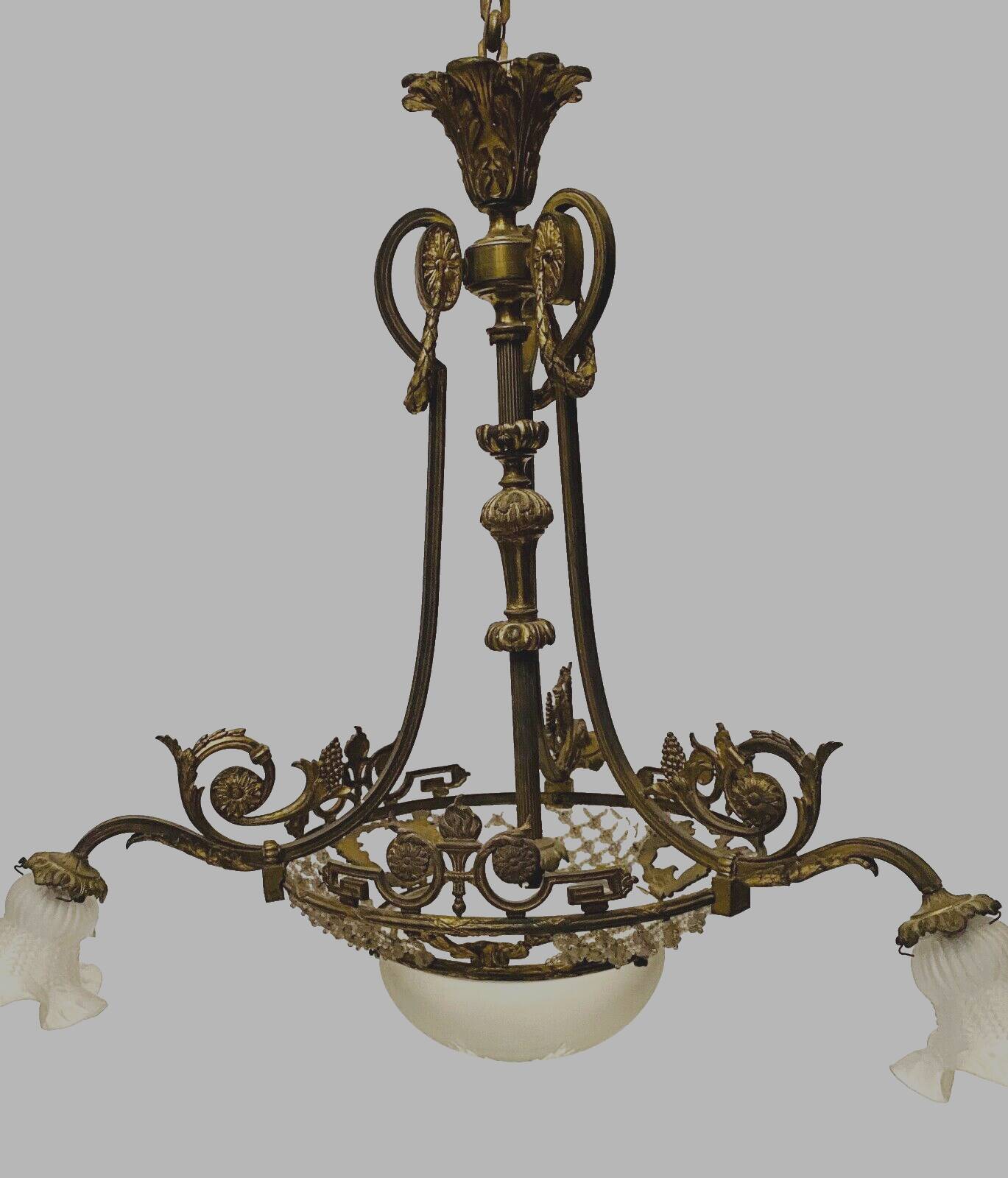 Louis XV style chandelier in bronze and frosted glass 20th century